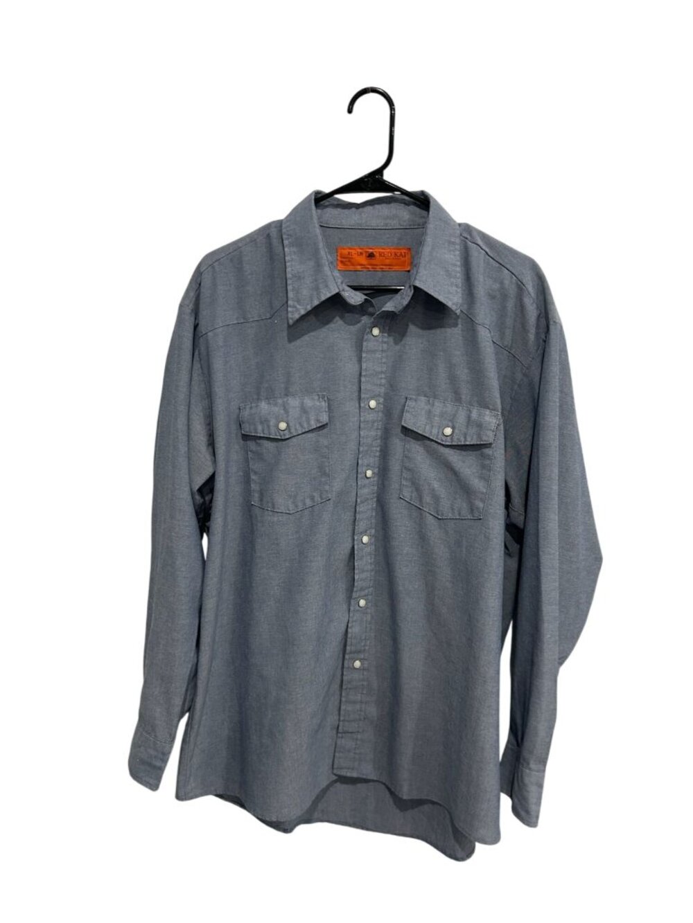 Red Kap XL Chambray Gray Long Sleeve Button Up Work Shirt Heritage Style Vintage